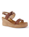 Sandalia Cafe Plataforma Alta Mujer Hebilla Doble Correa Casual 4500166