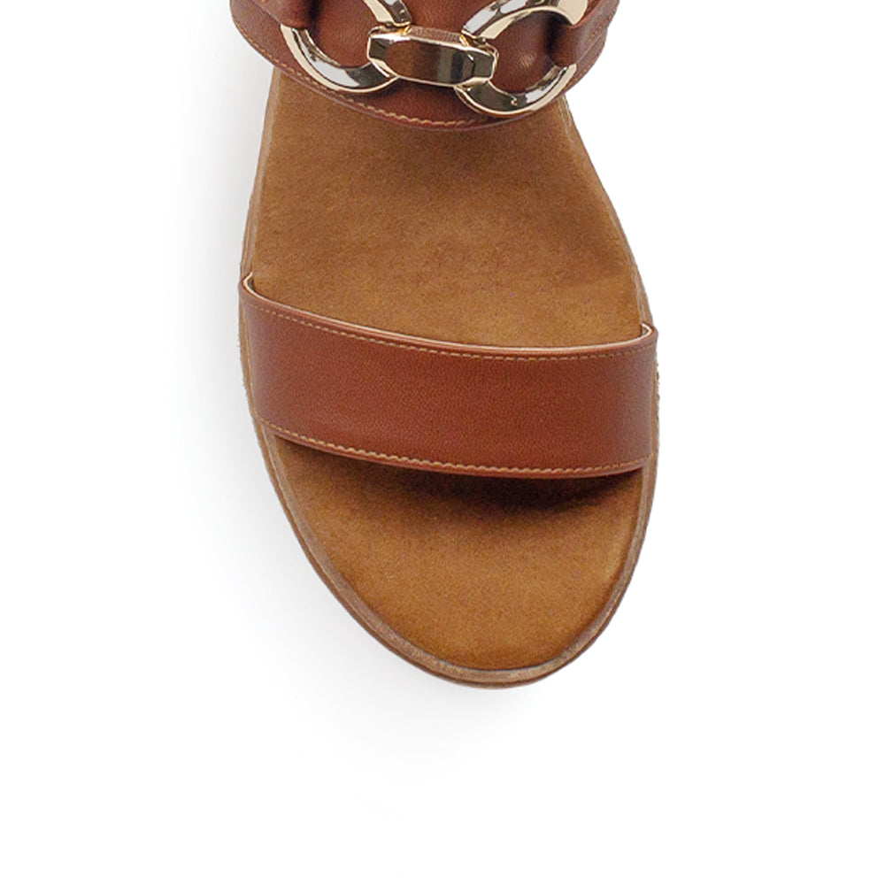 Sandalia Cafe Plataforma Alta Mujer Hebilla Doble Correa Casual 4500166