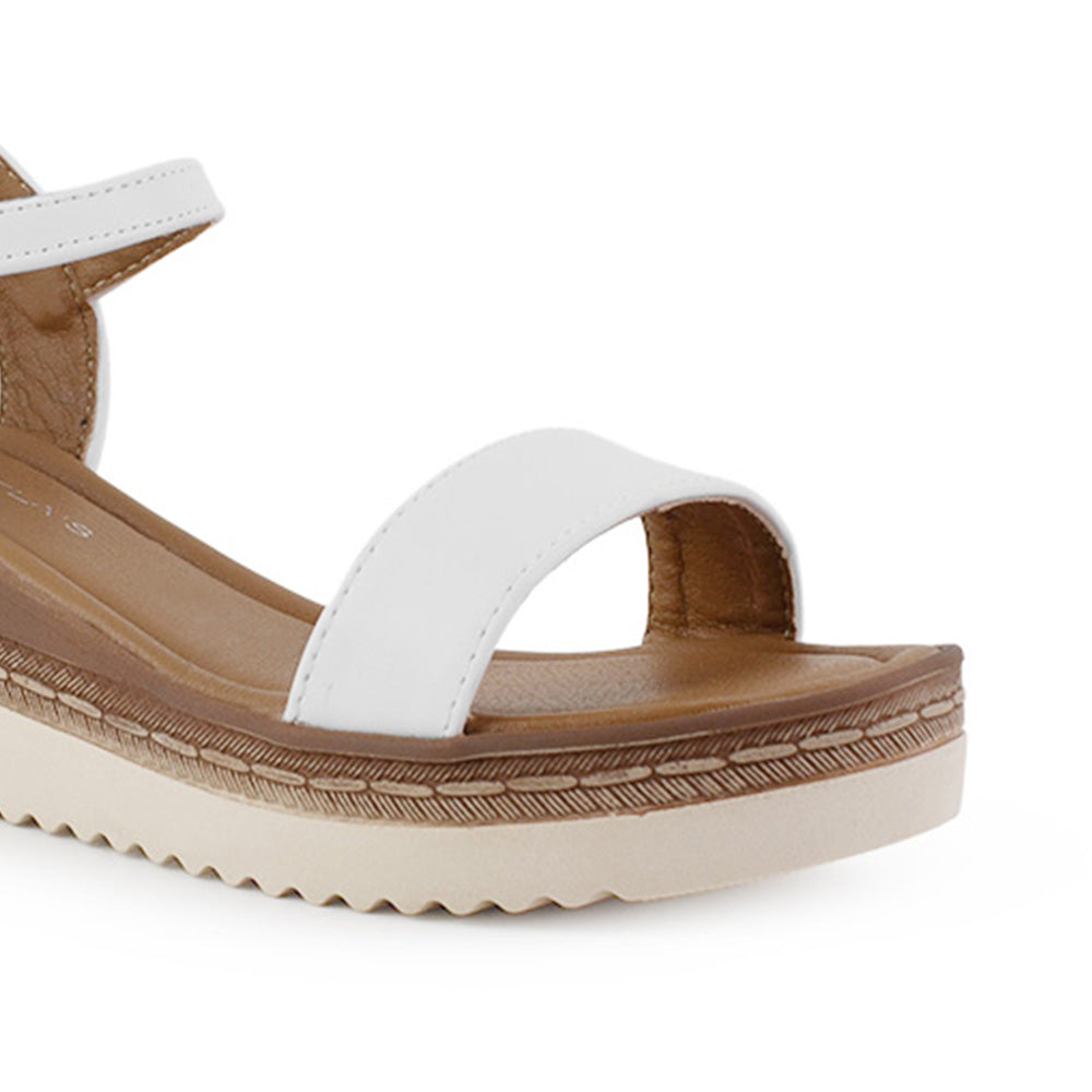 Sandalia Blanco Plataforma Comoda Moda Mujer Confort Casual Moda 3950105