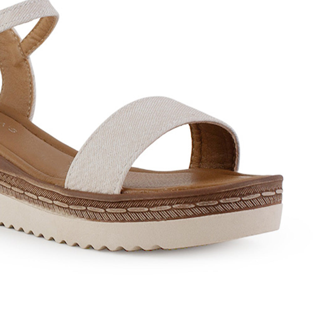 Sandalia Beige Plataforma Comoda Moda Mujer Confort Casual Moda 3950106