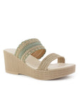 Sandalia Verde De Plataforma Dama Yute Tiras Bordadas Moda Casual 3201466