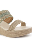 Sandalia Verde De Plataforma Dama Yute Tiras Bordadas Moda Casual 3201466