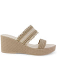 Sandalia Beige De Plataforma Dama Yute Tiras Bordadas Moda Casual 3201467