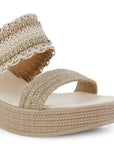Sandalia Beige De Plataforma Dama Yute Tiras Bordadas Moda Casual 3201467