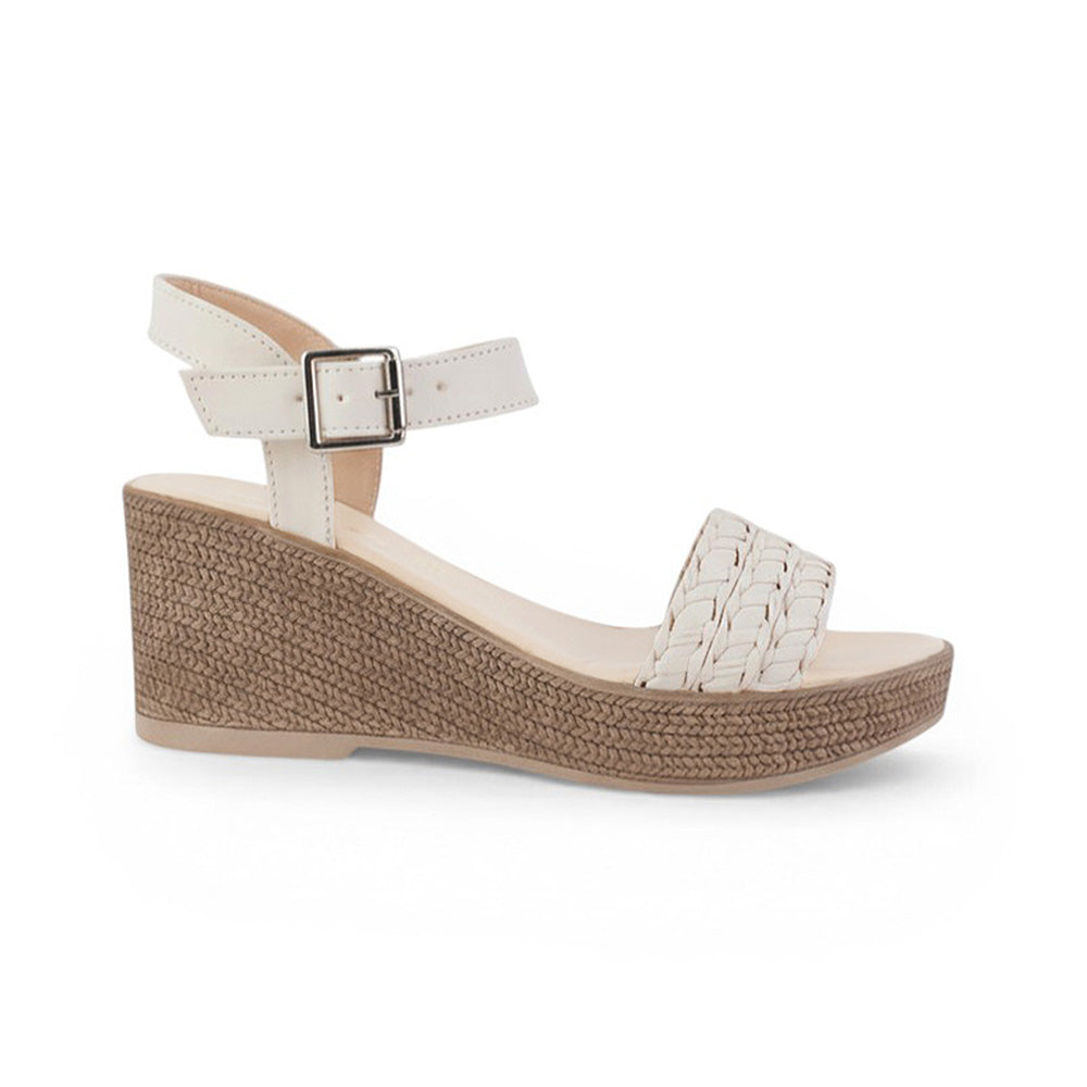 Sandalia Beige De Plataforma Tira Trenzada Moda Casual Pulsera 3201468