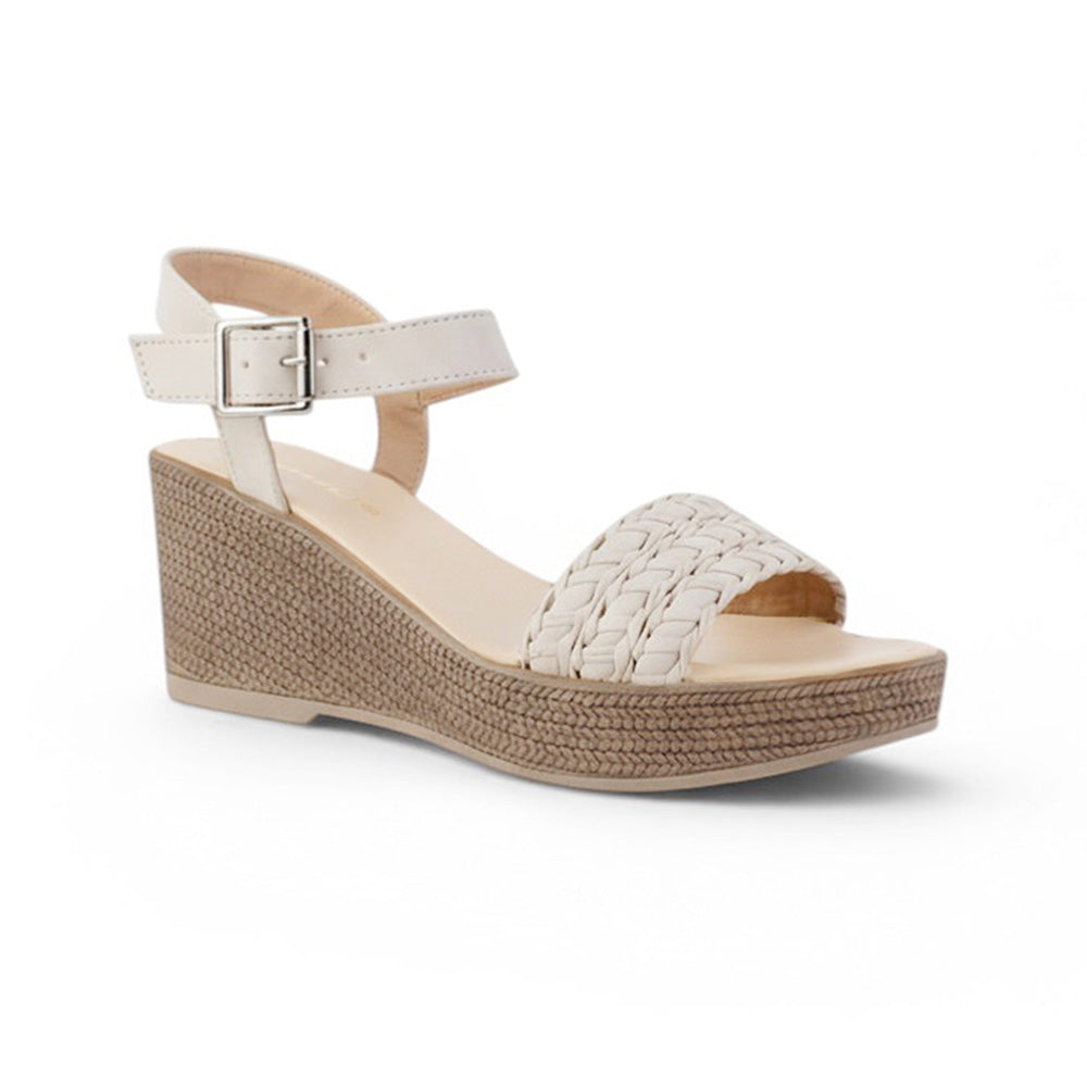 Sandalia Beige De Plataforma Tira Trenzada Moda Casual Pulsera 3201468