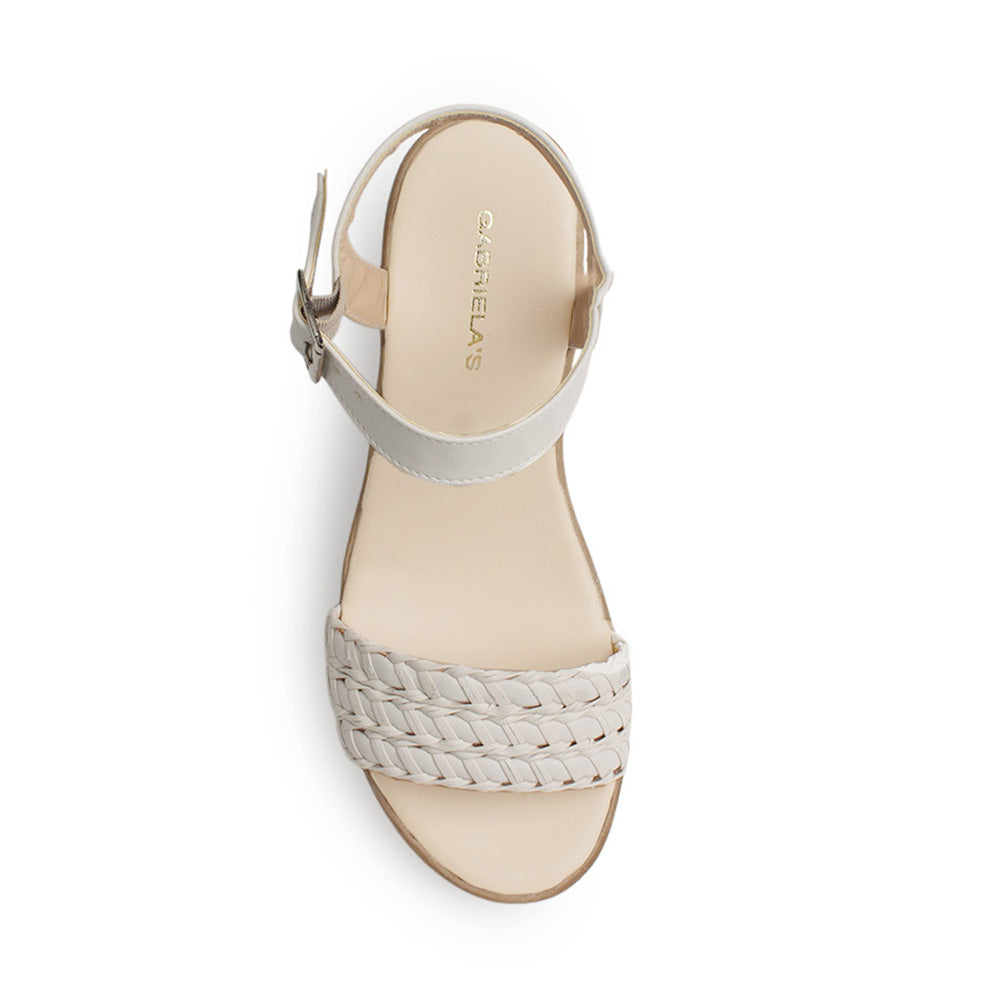 Sandalia Beige De Plataforma Tira Trenzada Moda Casual Pulsera 3201468