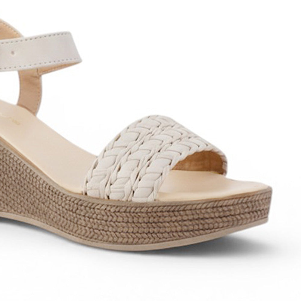Sandalia Beige De Plataforma Tira Trenzada Moda Casual Pulsera 3201468