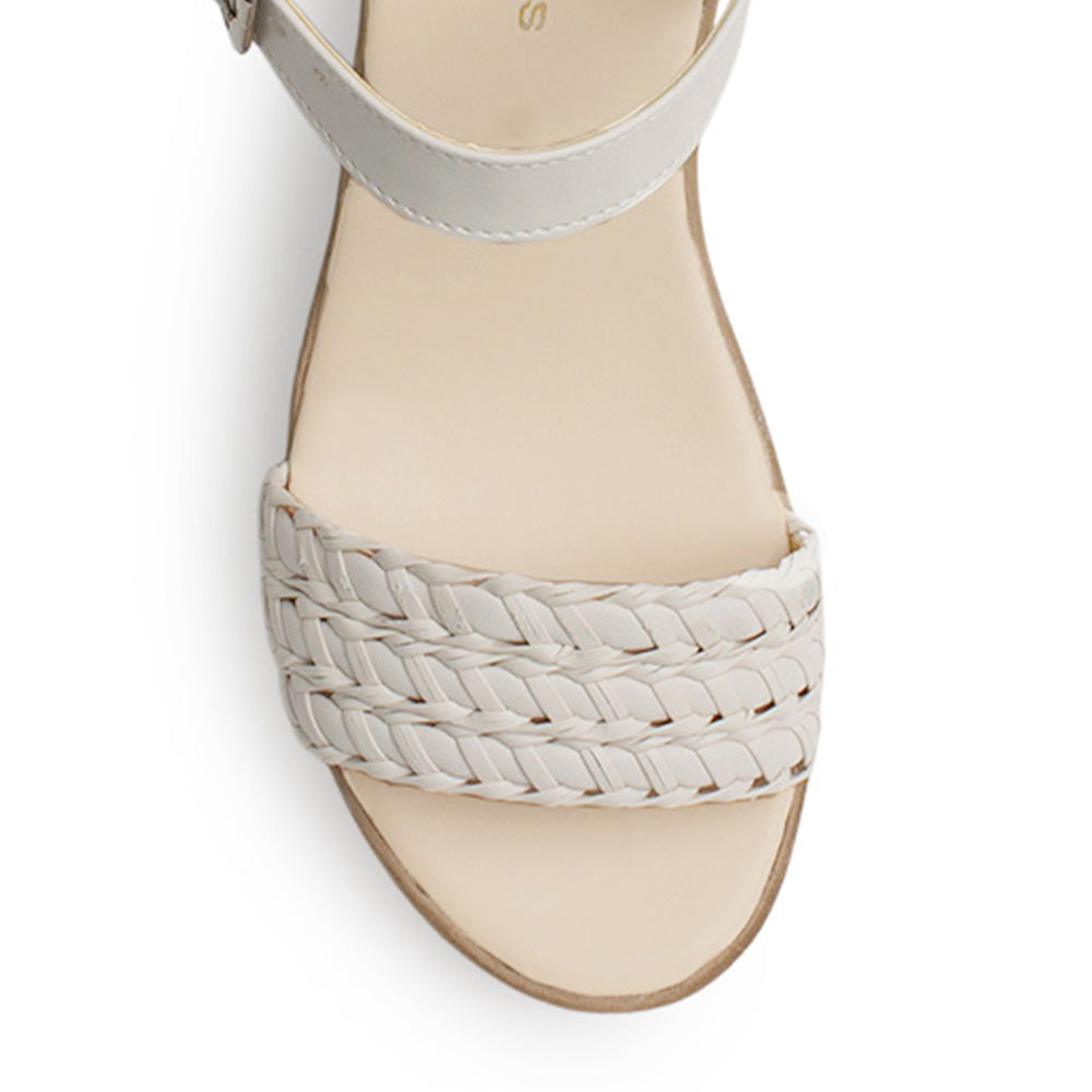 Sandalia Beige De Plataforma Tira Trenzada Moda Casual Pulsera 3201468