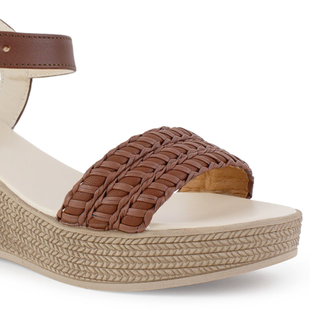 Sandalia Cafe De Plataforma Tira Trenzada Moda Casual Pulsera 3201469
