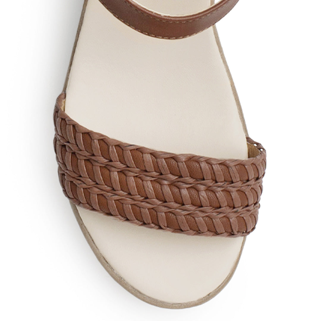 Sandalia Cafe De Plataforma Tira Trenzada Moda Casual Pulsera 3201469