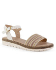 Sandalia Beige Mujer Plataforma Baja Casual Dama Pulsera Hebilla 3201471