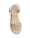 Sandalia Beige Mujer Plataforma Baja Casual Dama Pulsera Hebilla 3201471