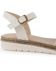 Sandalia Beige Mujer Plataforma Baja Casual Dama Pulsera Hebilla 3201471