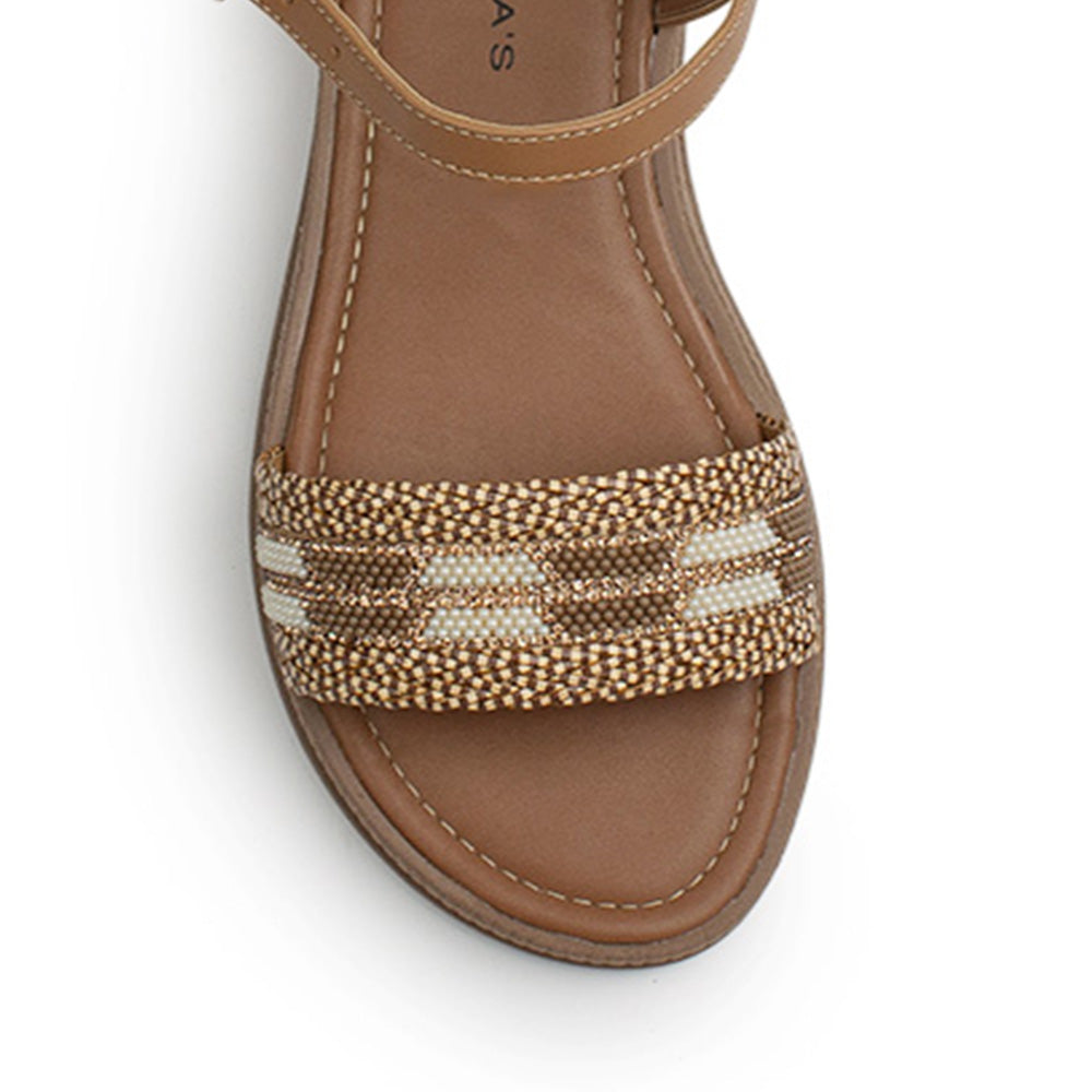 Sandalia Cafe Plataforma Baja Mujer Pulsera Pedreria Moda Casual 3402989