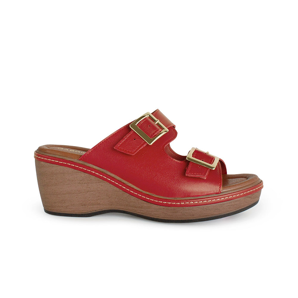 Plataforma Rojo Alta Mujer Casual Moda Dos Correas Ajustables 4910042