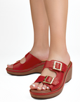 Plataforma Rojo Alta Mujer Casual Moda Dos Correas Ajustables 4910042
