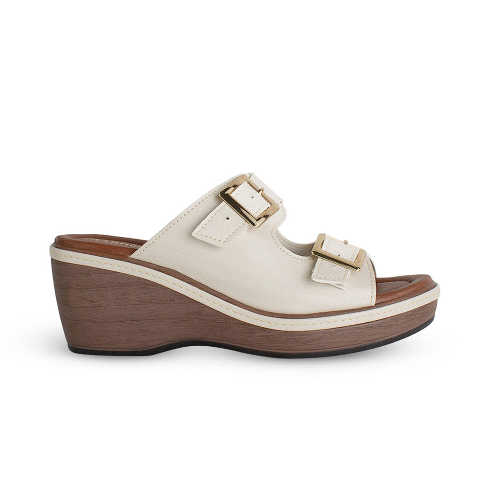 Plataforma Beige Alta Mujer Casual Moda Dos Correas Ajustables 4910043