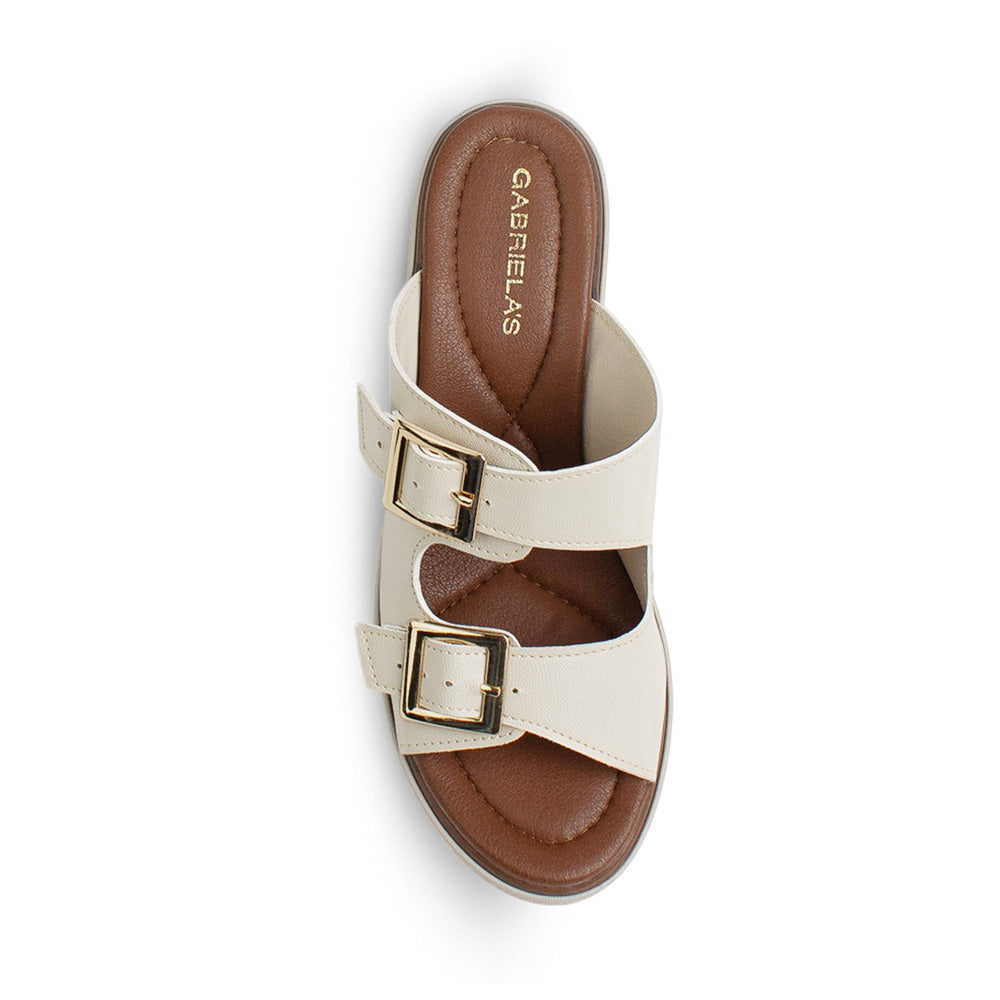 Plataforma Beige Alta Mujer Casual Moda Dos Correas Ajustables 4910043