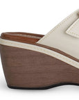 Plataforma Beige Alta Mujer Casual Moda Dos Correas Ajustables 4910043