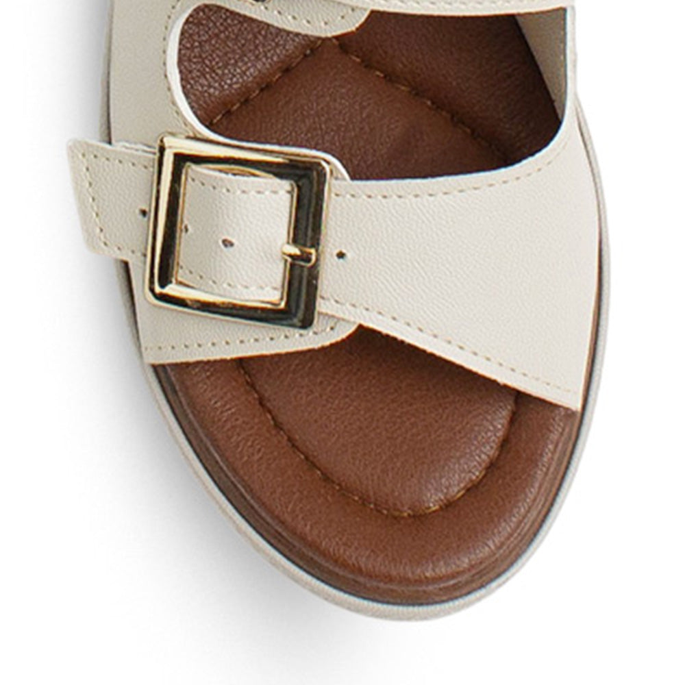 Plataforma Beige Alta Mujer Casual Moda Dos Correas Ajustables 4910043