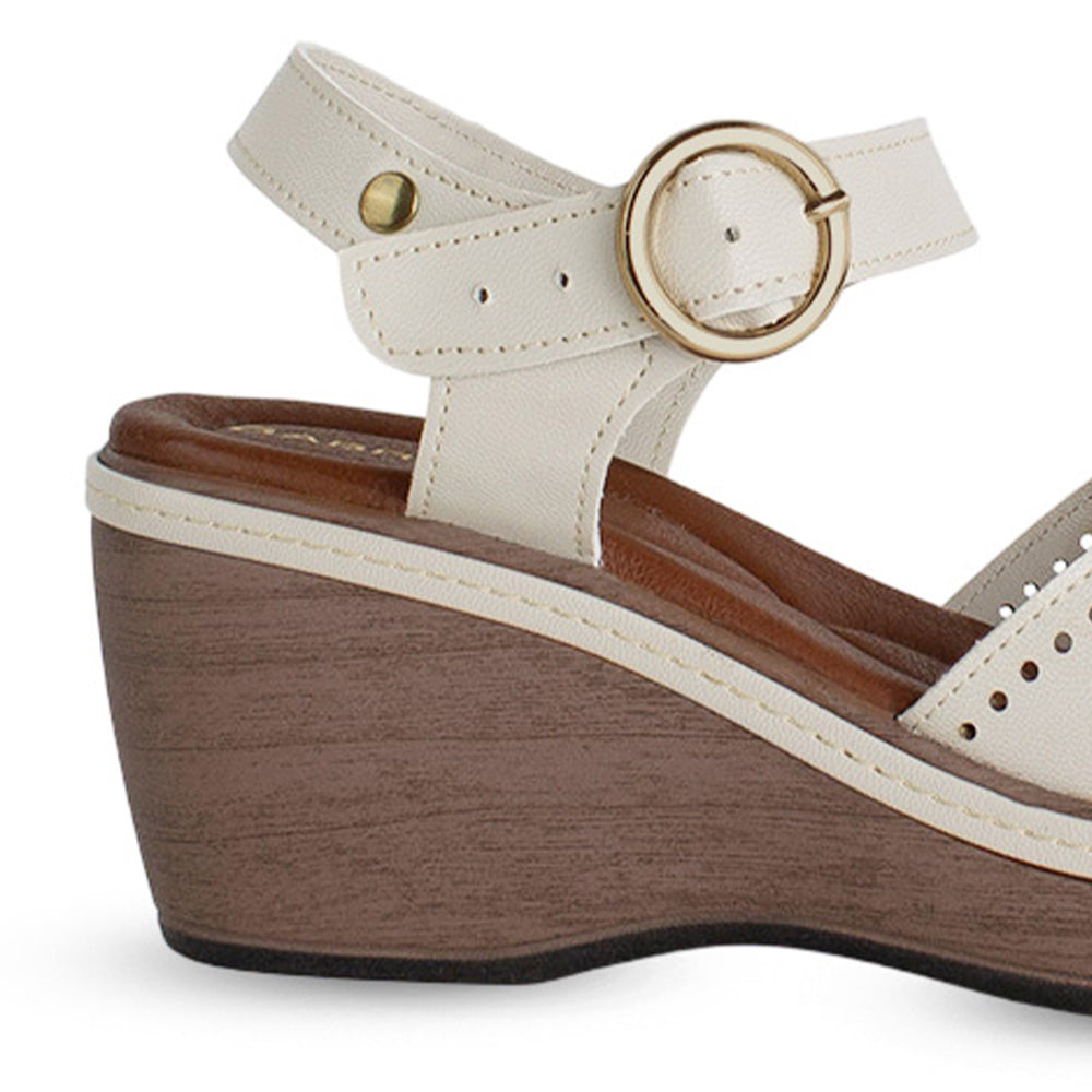 Plataforma Beige Alta Mujer Tiras Anchas Soporte En Tobillo Moda 4910047
