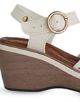 Plataforma Beige Alta Mujer Tiras Anchas Soporte En Tobillo Moda 4910047