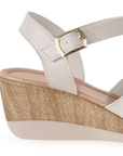 Sandalia Beige Plataforma Casual Mujer Pulsera Hebilla Comodo Moda 4272791