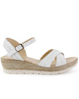 Sandalia Blanco De Plataforma Baja Tiras Cruzadas Pulsera Hebilla 3690133
