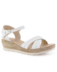 Sandalia Blanco De Plataforma Baja Tiras Cruzadas Pulsera Hebilla 3690133