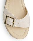 Sandalia Beige Dama Plataforma Baja Hebilla Ajustable Pulsera Moda 3690134