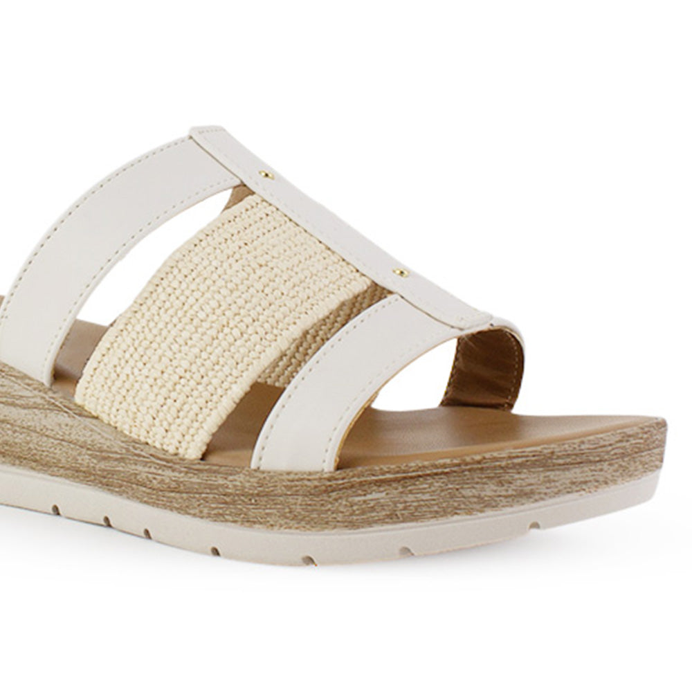 Sandalia Beige Plataforma Mujer Tiras Moda Elegante Comoda Casual 3690136