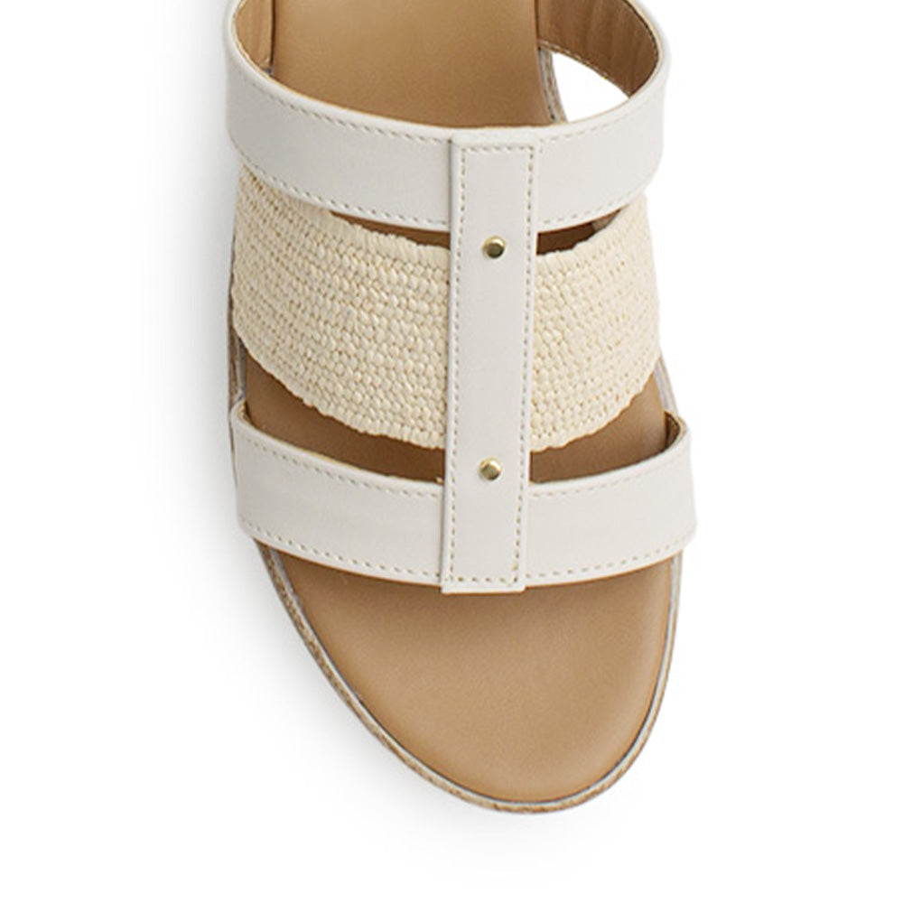 Sandalia Beige Plataforma Mujer Tiras Moda Elegante Comoda Casual 3690136