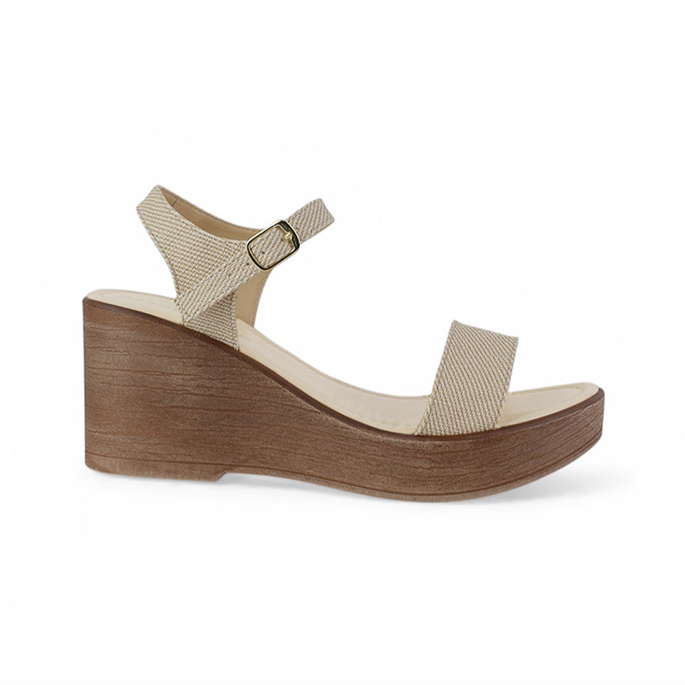 Sandalia Beige Dama Plataforma Ligera Estilo Casual Pulsera Casual 3690138