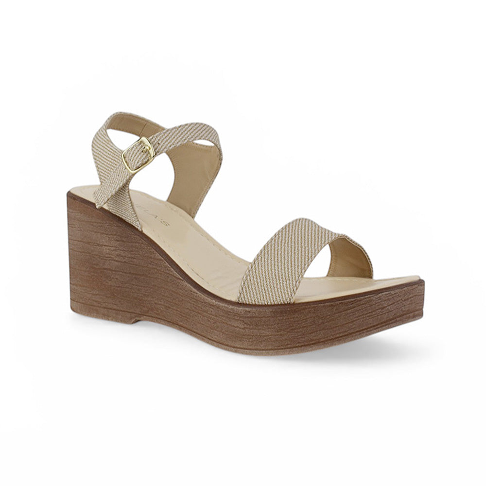 Sandalia Beige Dama Plataforma Ligera Estilo Casual Pulsera Casual 3690138