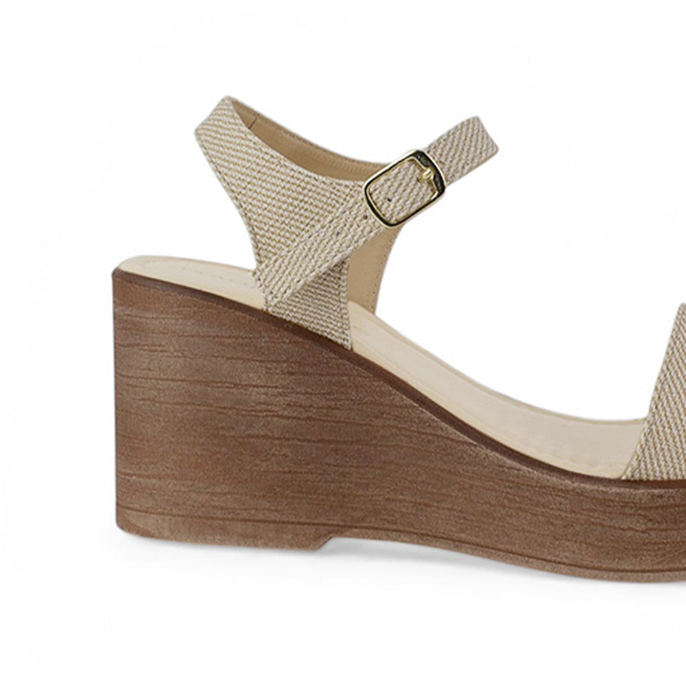 Sandalia Beige Dama Plataforma Ligera Estilo Casual Pulsera Casual 3690138