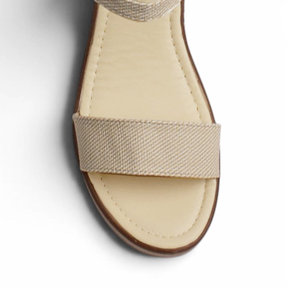 Sandalia Beige Dama Plataforma Ligera Estilo Casual Pulsera Casual 3690138