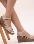 Sandalia Beige Dama Plataforma Ligera Estilo Casual Pulsera Casual 3690138