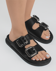 Sandalias Negro Casual Hebillas Confort Tendencia Dama 4900010