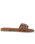 Sandalia Cafe Dama Plana Tejido Trenzado Hebilla Moda Casual 4900016