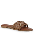 Sandalia Cafe Dama Plana Tejido Trenzado Hebilla Moda Casual 4900016