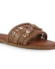Sandalia Cafe Dama Plana Tejido Trenzado Hebilla Moda Casual 4900016