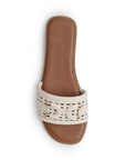 Sandalia Blanco Dama Plana Tejido Trenzado Hebilla Moda Casual 4900018