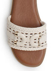 Sandalia Blanco Dama Plana Tejido Trenzado Hebilla Moda Casual 4900018