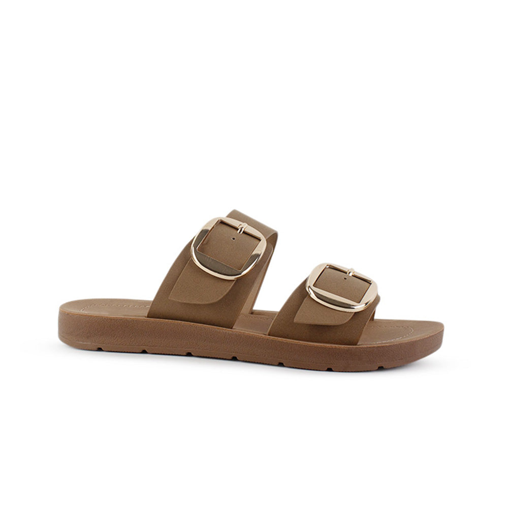 Sandalia Cafe Casual Doble Tira Hebilla Grande Moda Verano 4900024