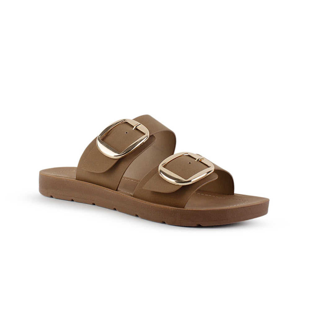 Sandalia Cafe Casual Doble Tira Hebilla Grande Moda Verano 4900024