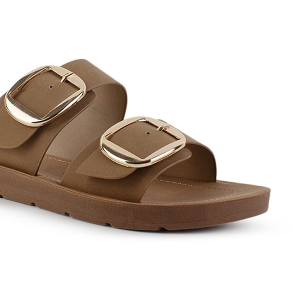 Sandalia Cafe Casual Doble Tira Hebilla Grande Moda Verano 4900024