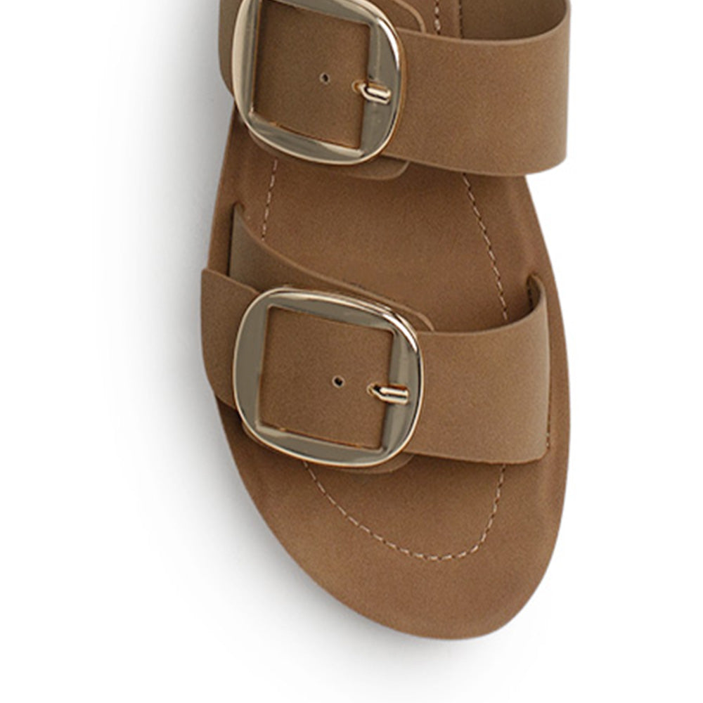 Sandalia Cafe Casual Doble Tira Hebilla Grande Moda Verano 4900024