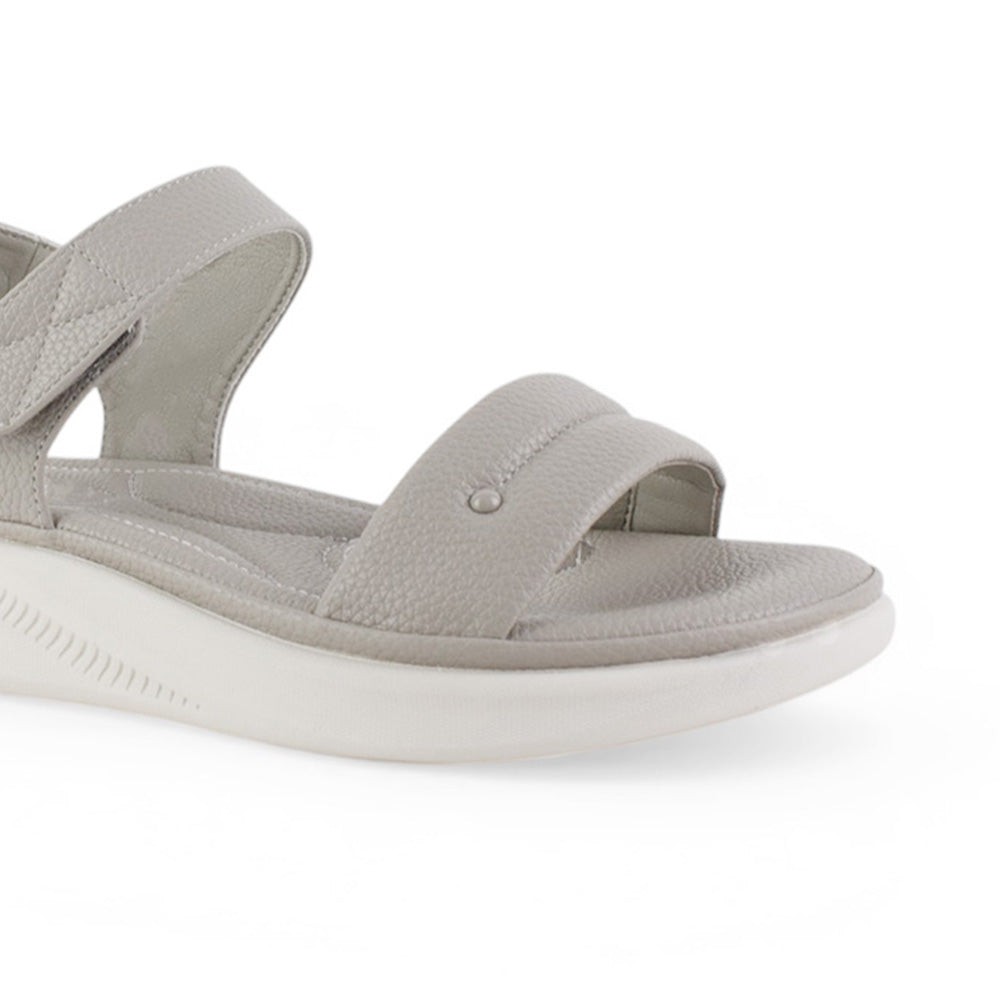 Sandalia Gris Dama Doble Tira Ajuste Velcro Confort Casual Verano 4900025