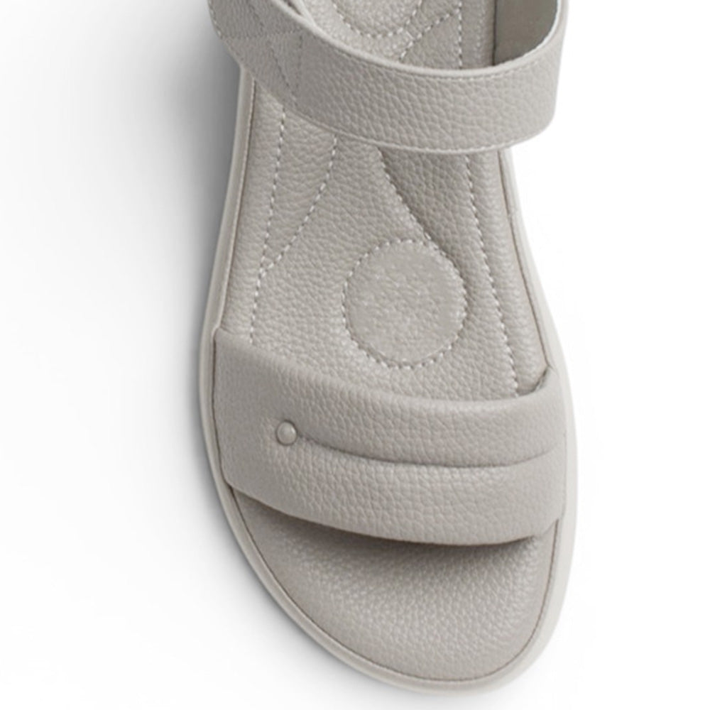 Sandalia Gris Dama Doble Tira Ajuste Velcro Confort Casual Verano 4900025